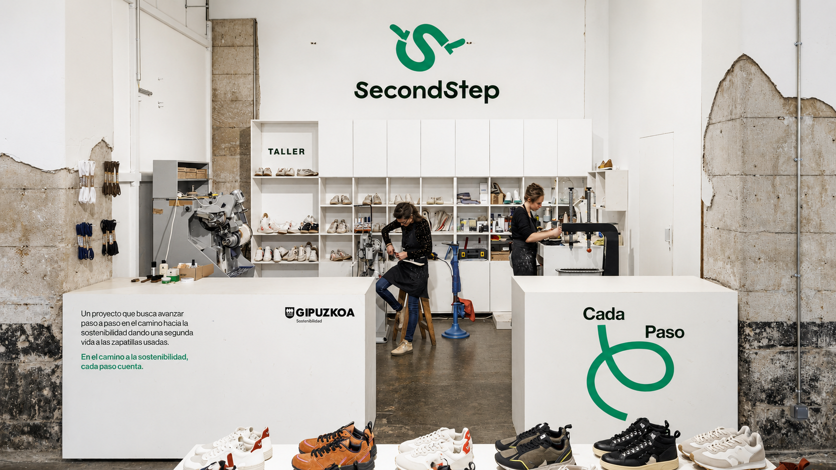 Second Step — zapatillas restauradas en el taller